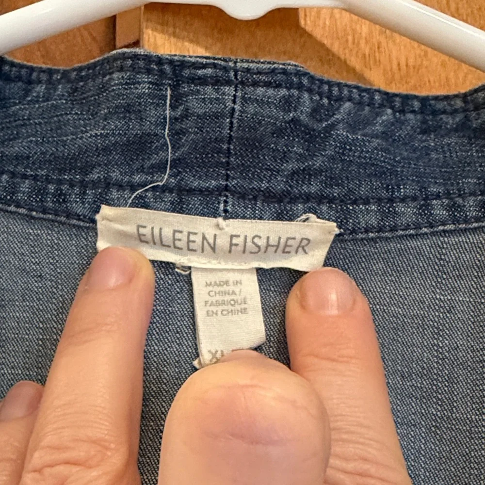 Eileen Fischer Extremely Light Denim Open Front Jacket XL - Picture 3 of 10